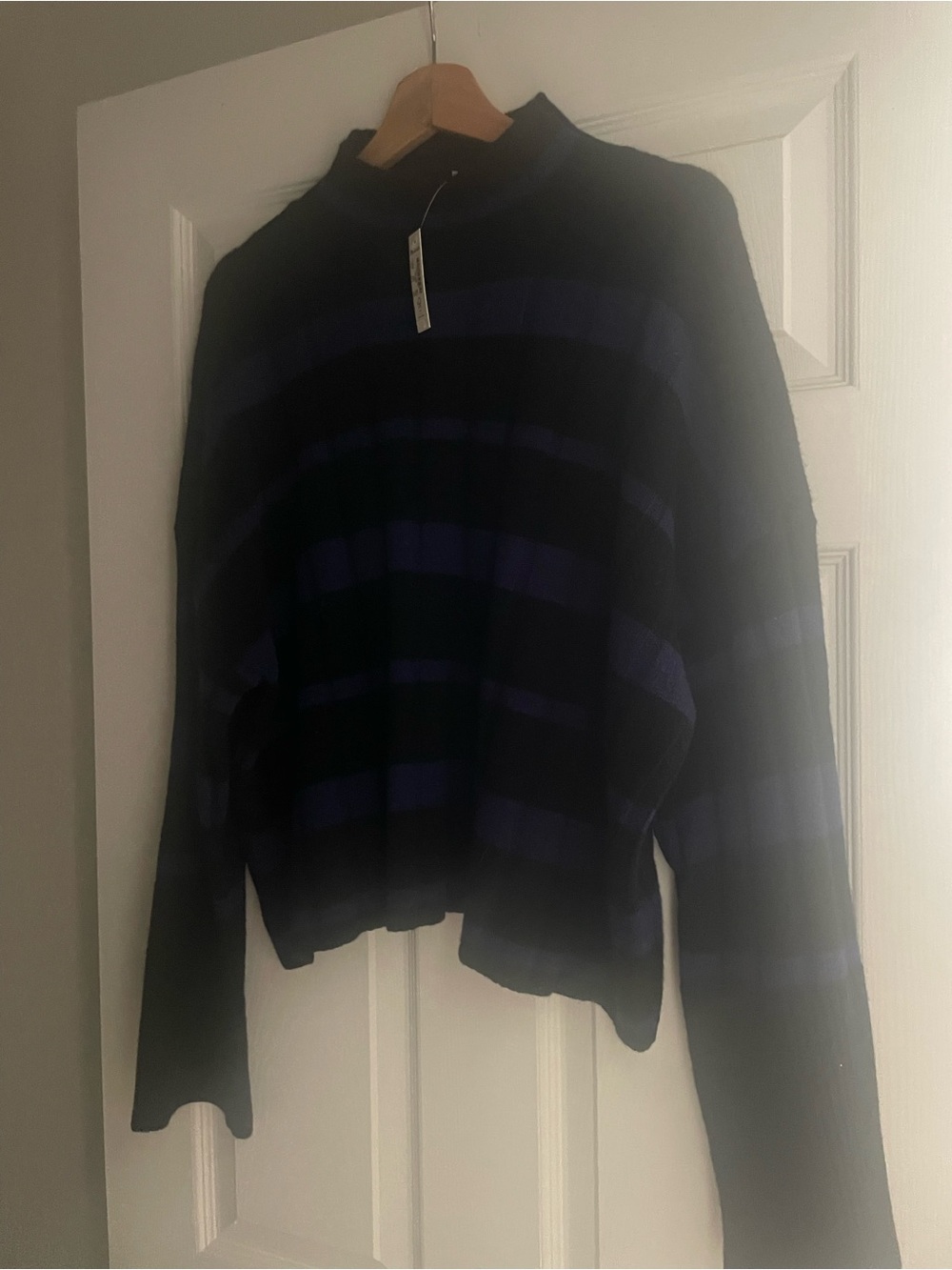 Madewell Black and Navy Striped Turtleneck Sweater